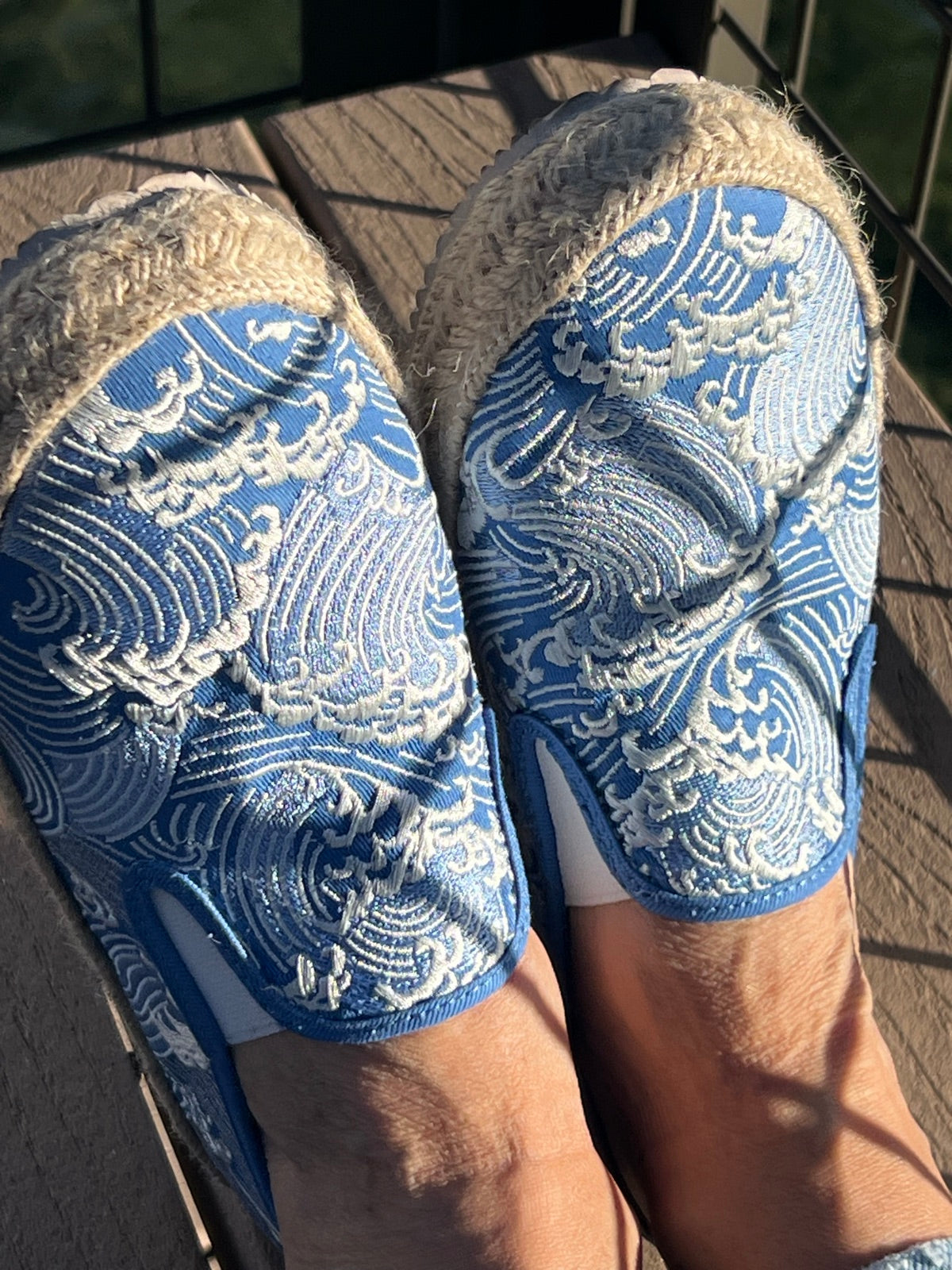 Close-up of Nami wave embroidery